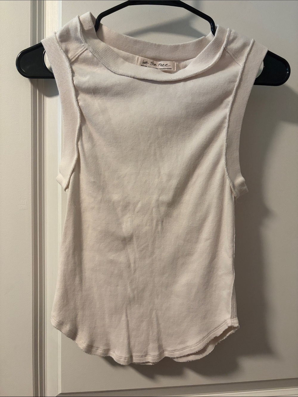 We The Free Cream Ribbed Sleeveless Tank Top